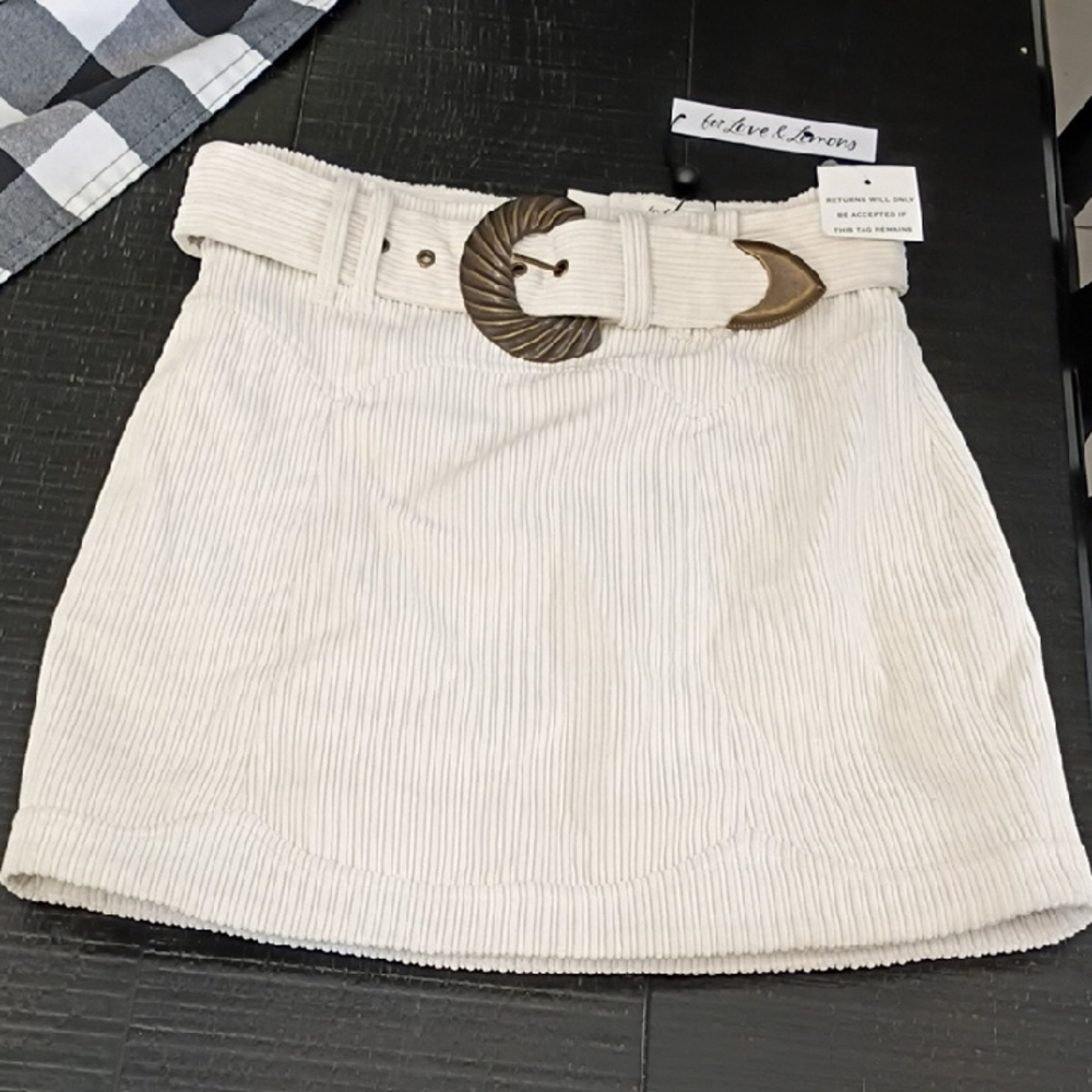 For Love And Lemons Cream Mini Skirt with Belt